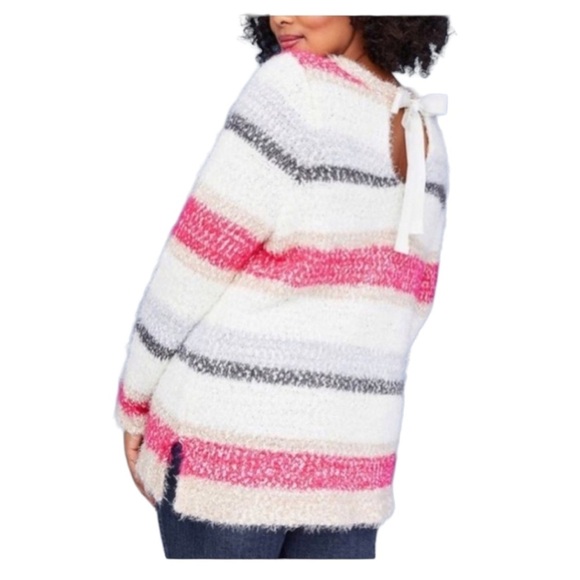 EUC Lane Bryant Striped Eyelash Knit Sweater, Size 18/20 - Picture 2 of 6